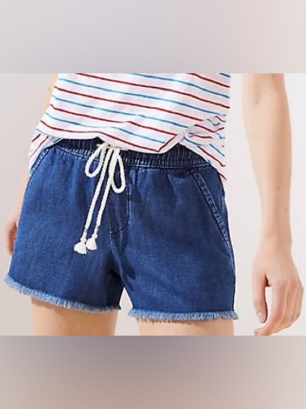 Loft Denim Linen blend drawstring shorts